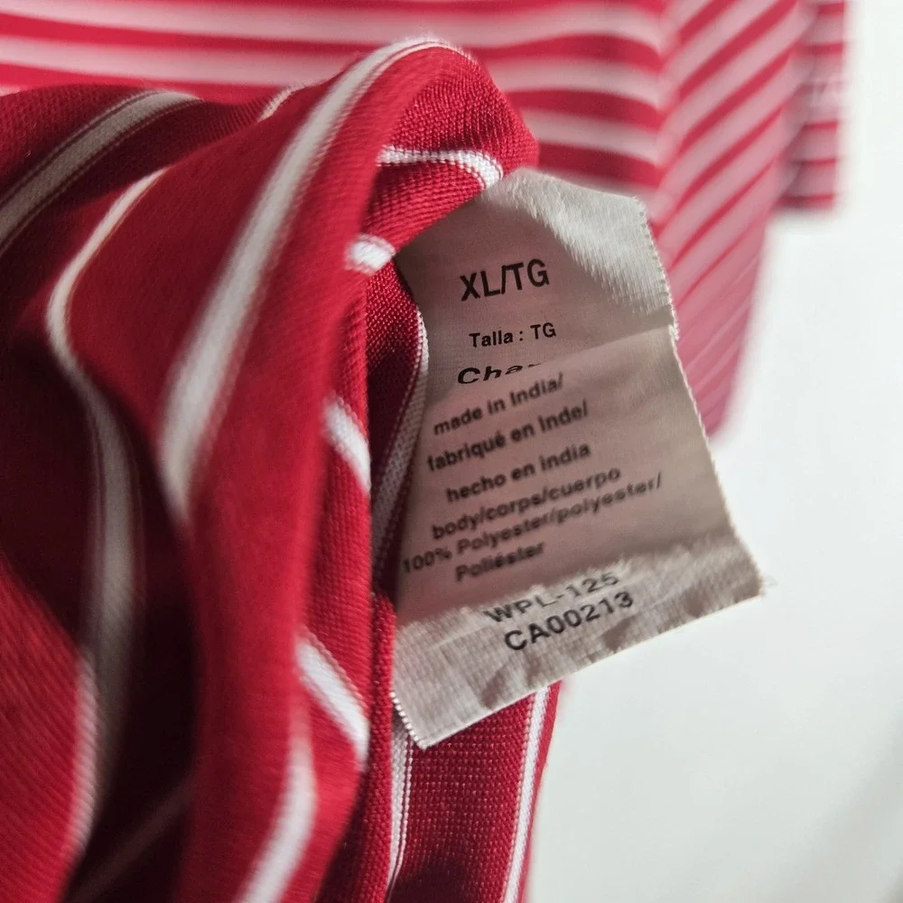 Chaps Golf Polo Shirt XL‎ Red White Striped Stay-Dry Performance Mens